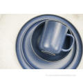 Stoneware Dinner Itakda sa Dark Blue Matt Tapos na